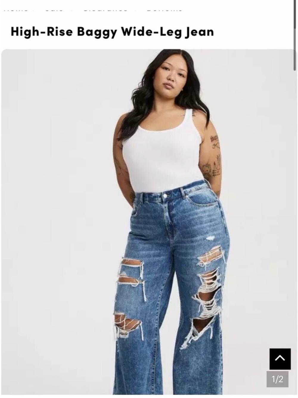 torrid Distressed Wide-Leg Blue Denim Jeans